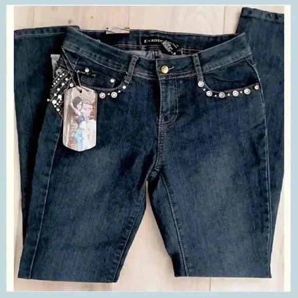 💎 NWT Pasion Crystal Embellished Jeans – Juniors Size 7 💎 - Picture 1 of 8